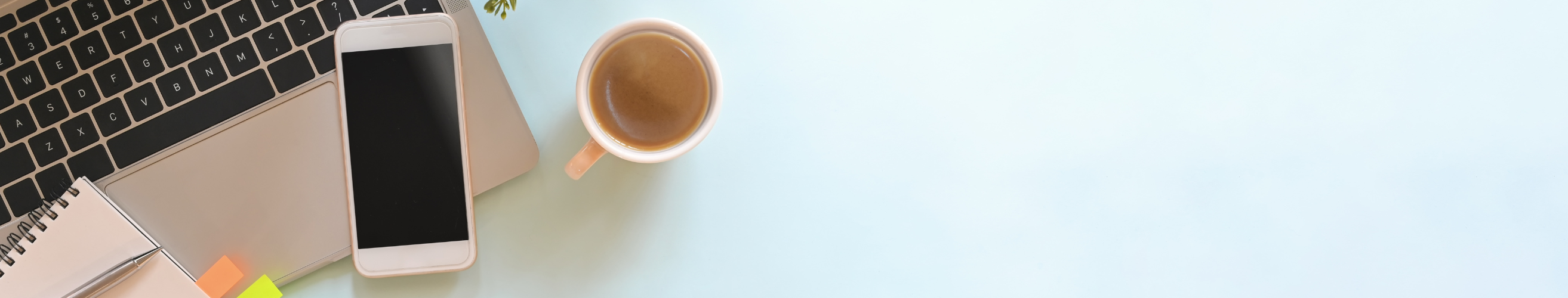 Banner with Coffee and Computer